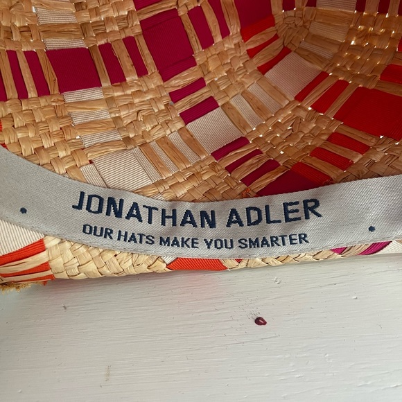 Jonathan Adler Straw Ribbon Orange and Pink Fedora Hat - Picture 7 of 10